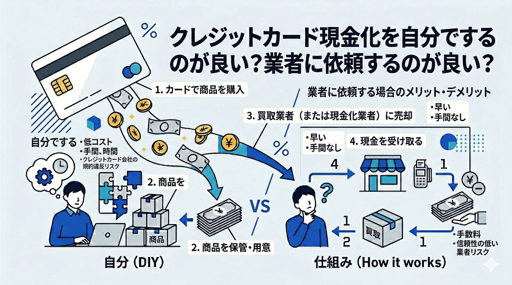 クレジットカード現金化するなら自分でやったほうがいい?仕組みについて解説