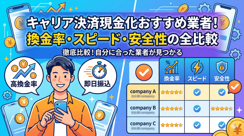 携帯キャリア決済現金化おすすめ業者！換金率・スピード・安全性を比較